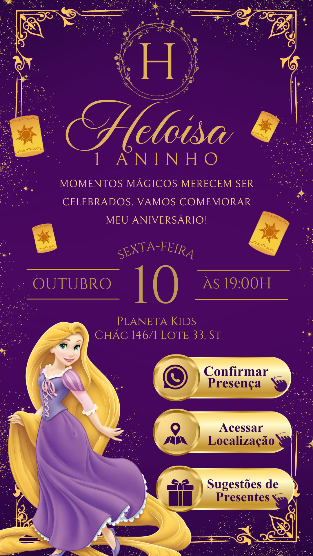 Convite Interativo - Rapunzel — imagem principal